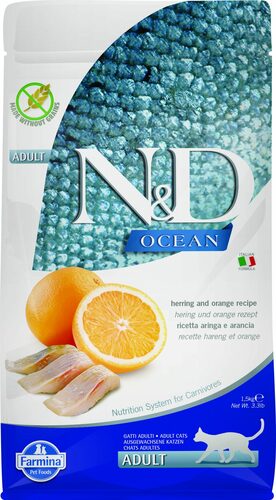 N&D cat grain-free dry food with herring and oranges 10kg