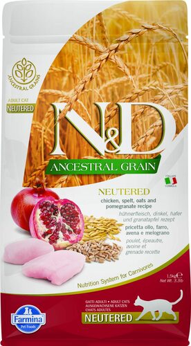 N&D cat dry food with chicken and pomegranates for sterilized cats 10g