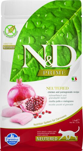 N&D grain-free dry cat food with chicken and pomegranate for sterilized cats 1.5kg