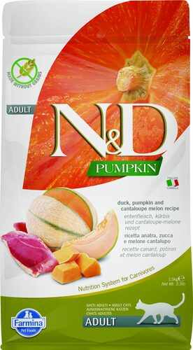 N&D grain-free dry cat food with duck, pumpkin, and melon 5kg