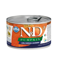 N&D dog konservi ar jēru, ķirbi un mellenēm 6x140g