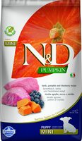 N&D dog grain-free dry food with lamb, pumpkin, and blueberries for small breed puppies 2.5kg