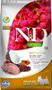 N&D dog quinoa bezgraudu sausā barība ar paipalu, kvinoju, kokosriekstiem un kurkumu, pieaugušiem mazo šķirņu suņiem, skin&coat 7kg