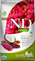 N&D dog quinoa bezgraudu sausā barība ar pīli, kvinoju, kokosriekstiem un kurkumu , pieaugušiem mazo šķirņu suņiem, skin&coat 7kg