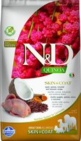 N&D dog quinoa bezgraudu sausā barība ar paipalu, kvinoju, kokosriekstiem un kurkumu, pieaugušiem suņiem, skin&coat 2,5kg