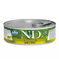 N&D cat prime bezgraudu konservi ar mežacūku un āboliem 6x80g