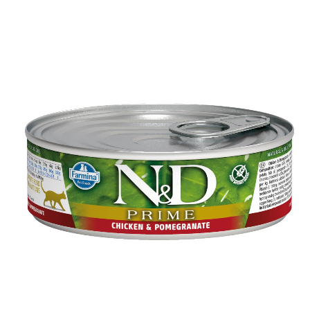 N&D cat prime bezgraudu konservi ar vistu un granātāboliem 6x70g