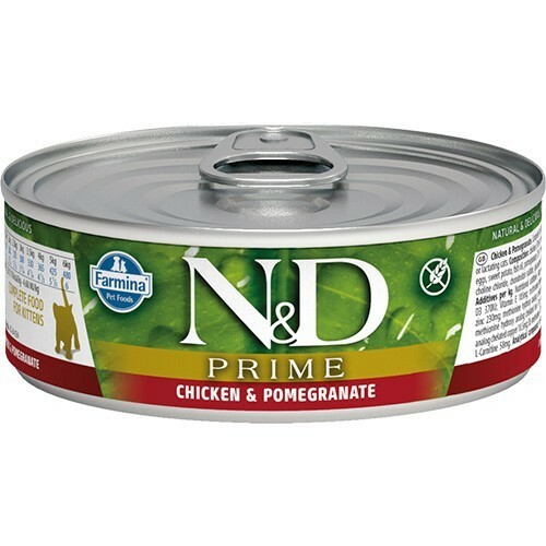 N&D cat prime bezgraudu konservi vistu, kaķēniem 6x80g