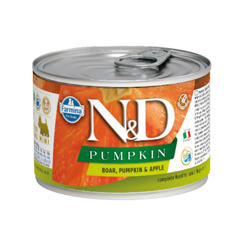 N&D dog canned food with wild boar, pumpkin, and apples 6x140g