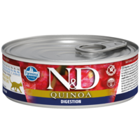 N&D cat quinoa DIGESTION ar jēru, konservi kaķiem 6x80g