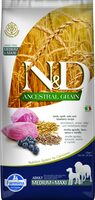 N&D dog dry food with lamb, spelt wheat, oats, and blueberries, for adult medium and large breed dogs 12kg