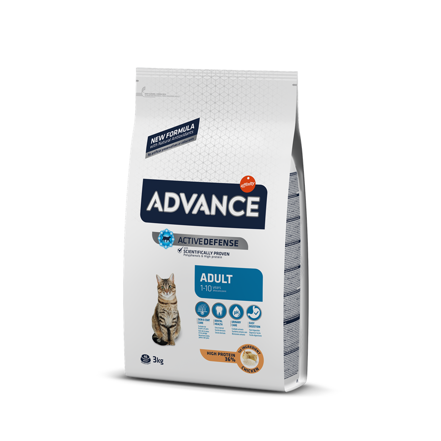 ADVANCE CAT ADULT CHICKEN 3.0KG- PIEAUGUŠIEM KAĶIEM (VISTA UN RĪSI)