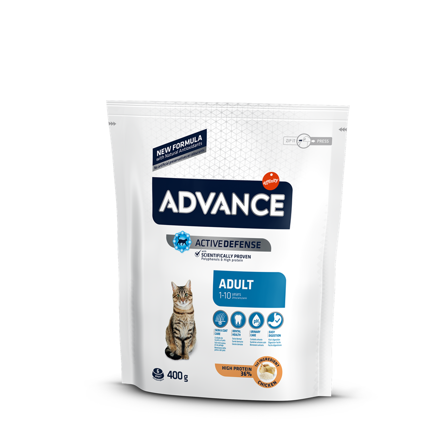 ADVANCE CAT ADULT CHICKEN 0,400KG- PIEAUGUŠIEM KAĶIEM (VISTA UN RĪSI)
