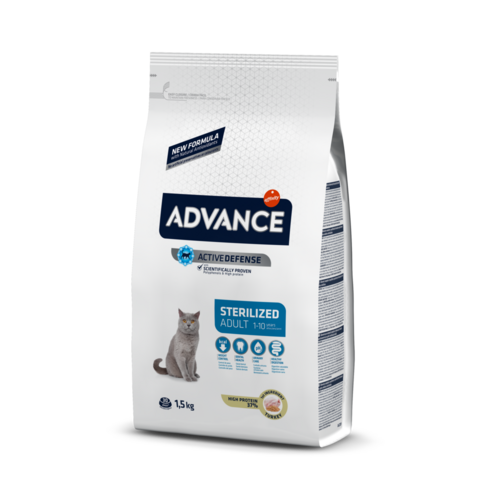 ADVANCE CAT STERILIZED TURKEY 1.5KG - STERILIZĒTIEM KAĶIEM (TĪTARS UN MIEŽI)