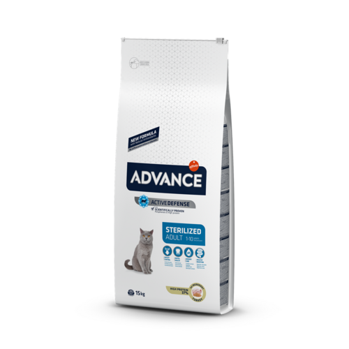 ADVANCE CAT STERILIZED TURKEY 15,0KG - STERILIZĒTIEM KAĶIEM (TĪTARS UN MIEŽI)