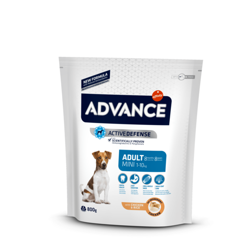 ADVANCE DOG MINI ADULT 0,8KG - MAZO ŠĶIRŅU SUŅIEM (VISTA UN RĪSI)