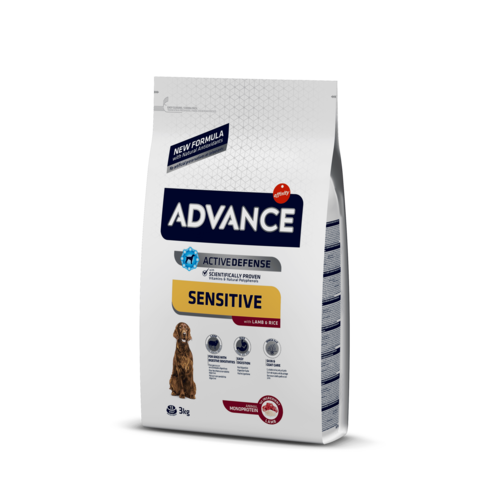 ADVANCE DOG SENSITIVE LAMB & RICE 3,0KG - VISU ŠĶIRŅU SUŅIEM (JĒRS UN RĪSI)